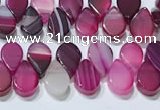 CAA5308 Top drilled 6*8mm flat teardrop line agate beads