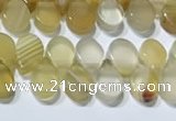 CAA5310 Top drilled 6*8mm flat teardrop line agate beads