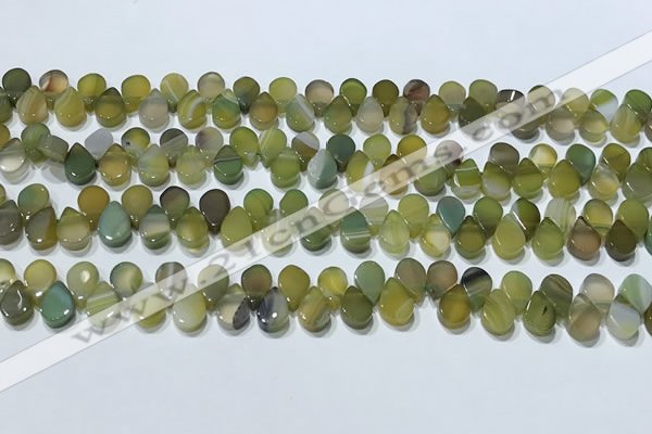 CAA5311 Top drilled 6*8mm flat teardrop line agate beads