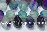 CAA5313 Top drilled 6*8mm flat teardrop line agate beads