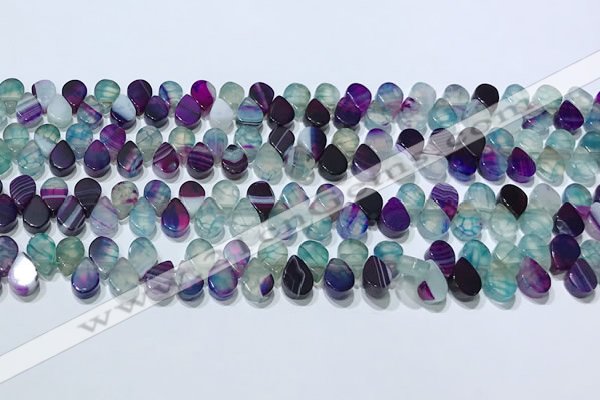 CAA5313 Top drilled 6*8mm flat teardrop line agate beads