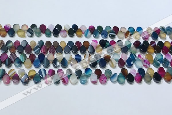 CAA5315 Top drilled 6*8mm flat teardrop line agate beads