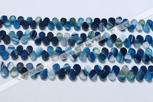 CAA5319 Top drilled 6*8mm flat teardrop line agate beads