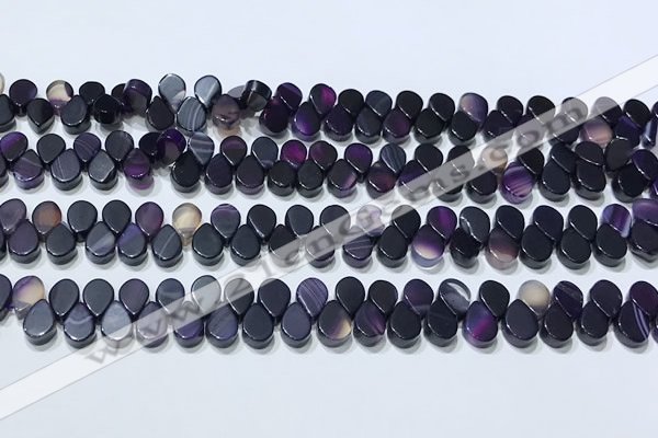 CAA5320 Top drilled 6*8mm flat teardrop line agate beads