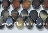 CAA5321 Top drilled 6*8mm flat teardrop line agate beads