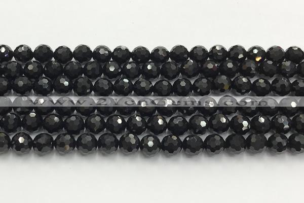 CAA5338 15.5 inches 8mm faceted round black onyx beads wholesale