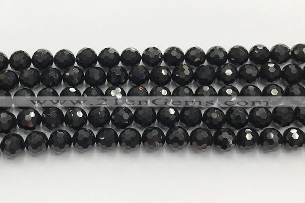 CAA5339 15.5 inches 10mm faceted round black onyx beads wholesale