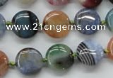 CAA542 15.5 inches 14mm flat round dyed madagascar agate beads