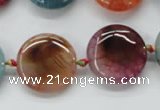 CAA543 15.5 inches 20mm flat round dyed madagascar agate beads