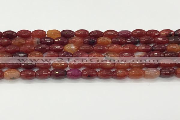 CAA5458 15.5 inches 8*12mm faceted rice agate beads