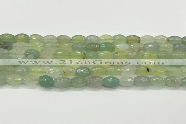 CAA5467 15.5 inches 8*12mm faceted rice agate beads