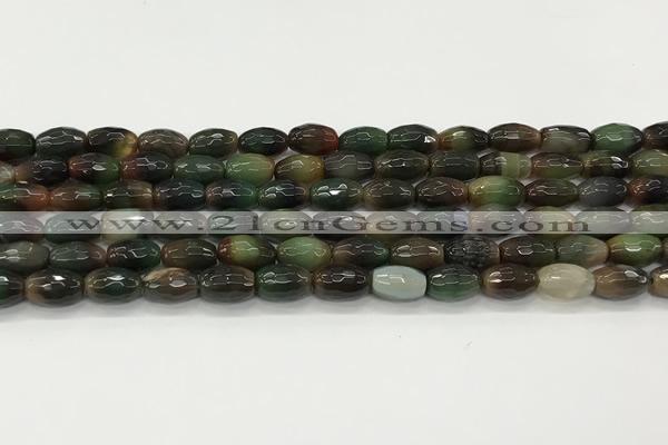 CAA5473 15.5 inches 8*12mm faceted rice agate beads