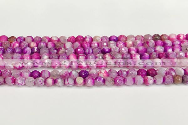 CAA5502 15 inches 6mm faceted round fire crackle agate beads