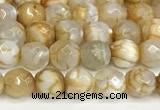 CAA5503 15 inches 6mm faceted round fire crackle agate beads