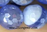 CAA5553 15 inches 12mm faceted round AB-color banded agate beads