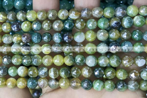 CAA5574 15 inches 6mm faceted round AB-color banded agate beads