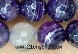 CAA5594 15 inches 6mm faceted round AB-color banded agate beads