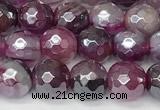 CAA5600 15 inches 6mm faceted round AB-color banded agate beads