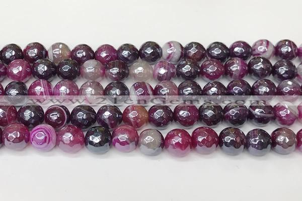 CAA5601 15 inches 8mm faceted round AB-color banded agate beads