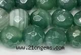 CAA5605 15 inches 8mm faceted round AB-color banded agate beads