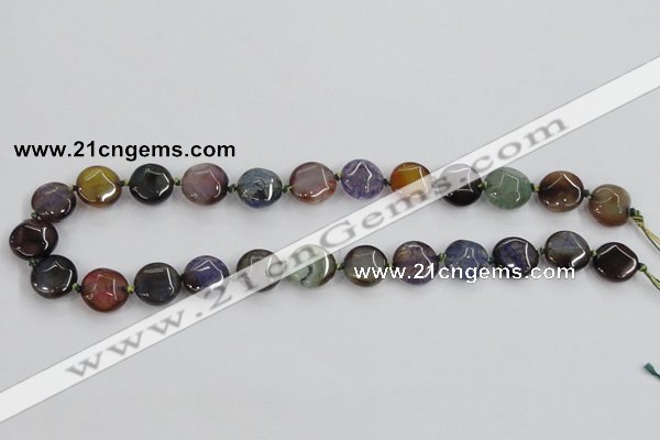 CAA561 15.5 inches 14mm faceted flat round dragon veins agate beads