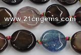 CAA562 15.5 inches 18mm faceted flat round dragon veins agate beads