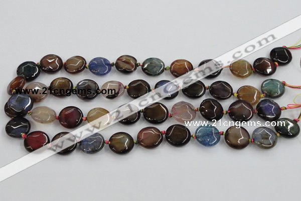 CAA562 15.5 inches 18mm faceted flat round dragon veins agate beads