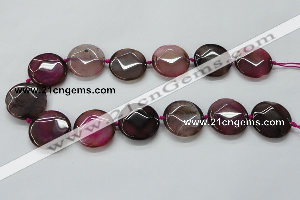 CAA563 15.5 inches 30mm faceted flat round dragon veins agate beads