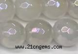 CAA5632 15 inches 10mm faceted round AB-color white agate beads