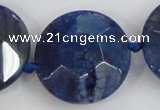 CAA567 15.5 inches 35mm faceted flat round dragon veins agate beads