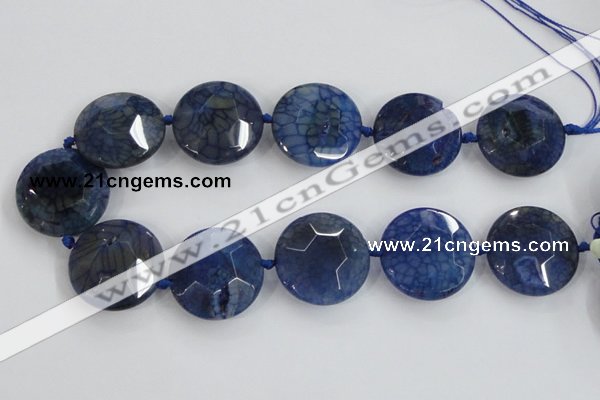 CAA567 15.5 inches 35mm faceted flat round dragon veins agate beads