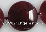 CAA568 15.5 inches 35mm faceted flat round dragon veins agate beads