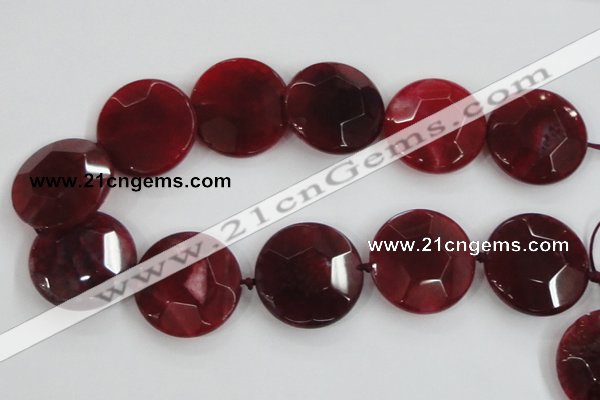 CAA568 15.5 inches 35mm faceted flat round dragon veins agate beads