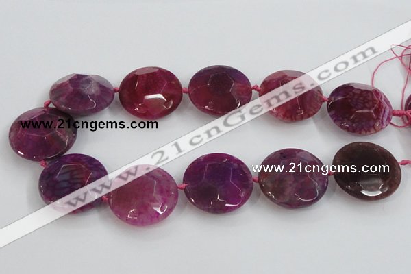 CAA570 15.5 inches 35mm faceted flat round dragon veins agate beads