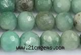 CAA5705 15 inches 6mm faceted round green grass agate beads