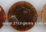 CAA571 15.5 inches 35mm faceted flat round dragon veins agate beads