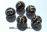 CAA5716 18mm round tibetan agate dzi beads wholesale