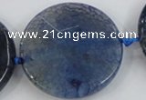 CAA573 15.5 inches 40mm faceted flat round dragon veins agate beads