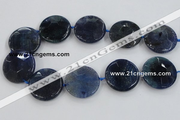 CAA573 15.5 inches 40mm faceted flat round dragon veins agate beads