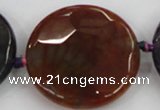 CAA574 15.5 inches 45mm faceted flat round dragon veins agate beads