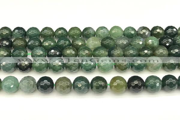 CAA5746 15 inches 8mm faceted round moss agate beads