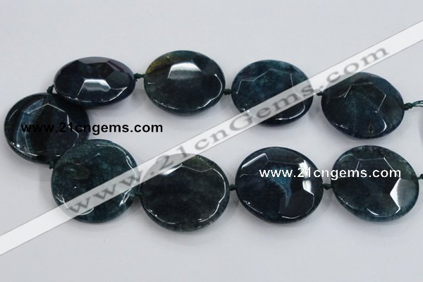 CAA575 15.5 inches 45mm faceted flat round dragon veins agate beads