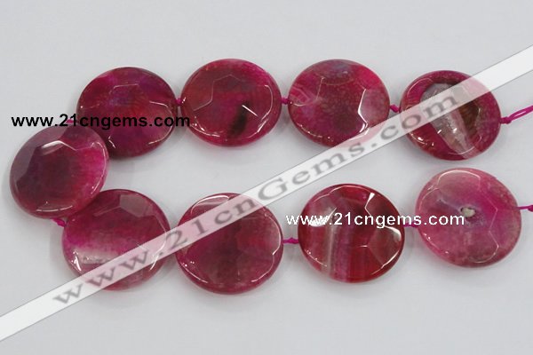 CAA576 15.5 inches 45mm faceted flat round dragon veins agate beads