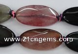 CAA578 15.5 inches 15*30mm faceted oval dragon veins agate beads