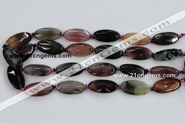 CAA578 15.5 inches 15*30mm faceted oval dragon veins agate beads