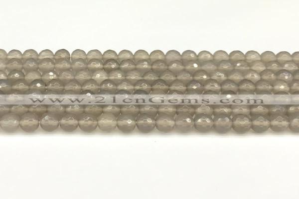 CAA5785 15 inches 6mm faceted round grey agate beads