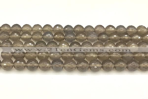 CAA5787 15 inches 10mm faceted round grey agate beads