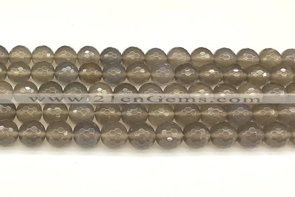 CAA5788 15 inches 12mm faceted round grey agate beads