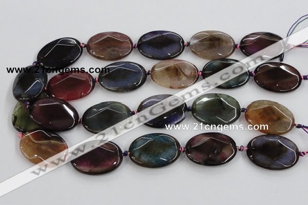 CAA581 15.5 inches 25*35mm faceted oval dragon veins agate beads