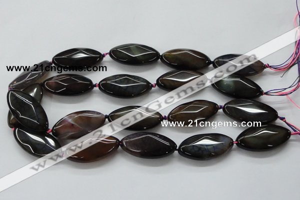 CAA584 15.5 inches 19*38mm faceted marquise dragon veins agate beads